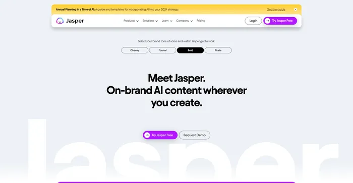 Zrzut ekranu narzędzia Jasper AI