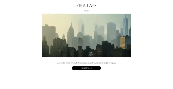 Zrzut ekranu narzędzia AI Pika Labs