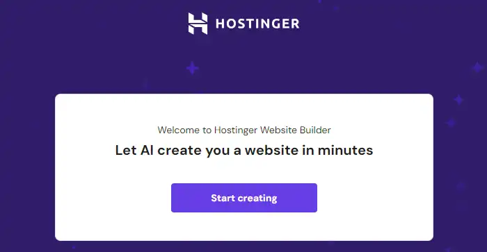 Schermafbeelding voor Hostinger Website Builder AI-tool