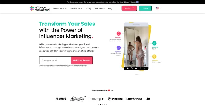 Screenshot for InfluencerMarketing.ai AI Tool