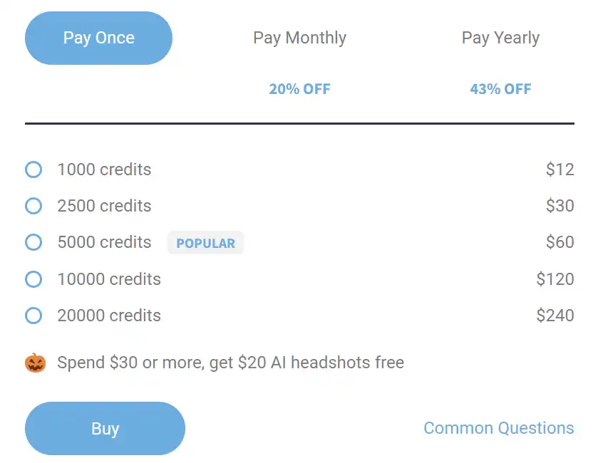 monthly pricing plan for Hotpot.ai 2