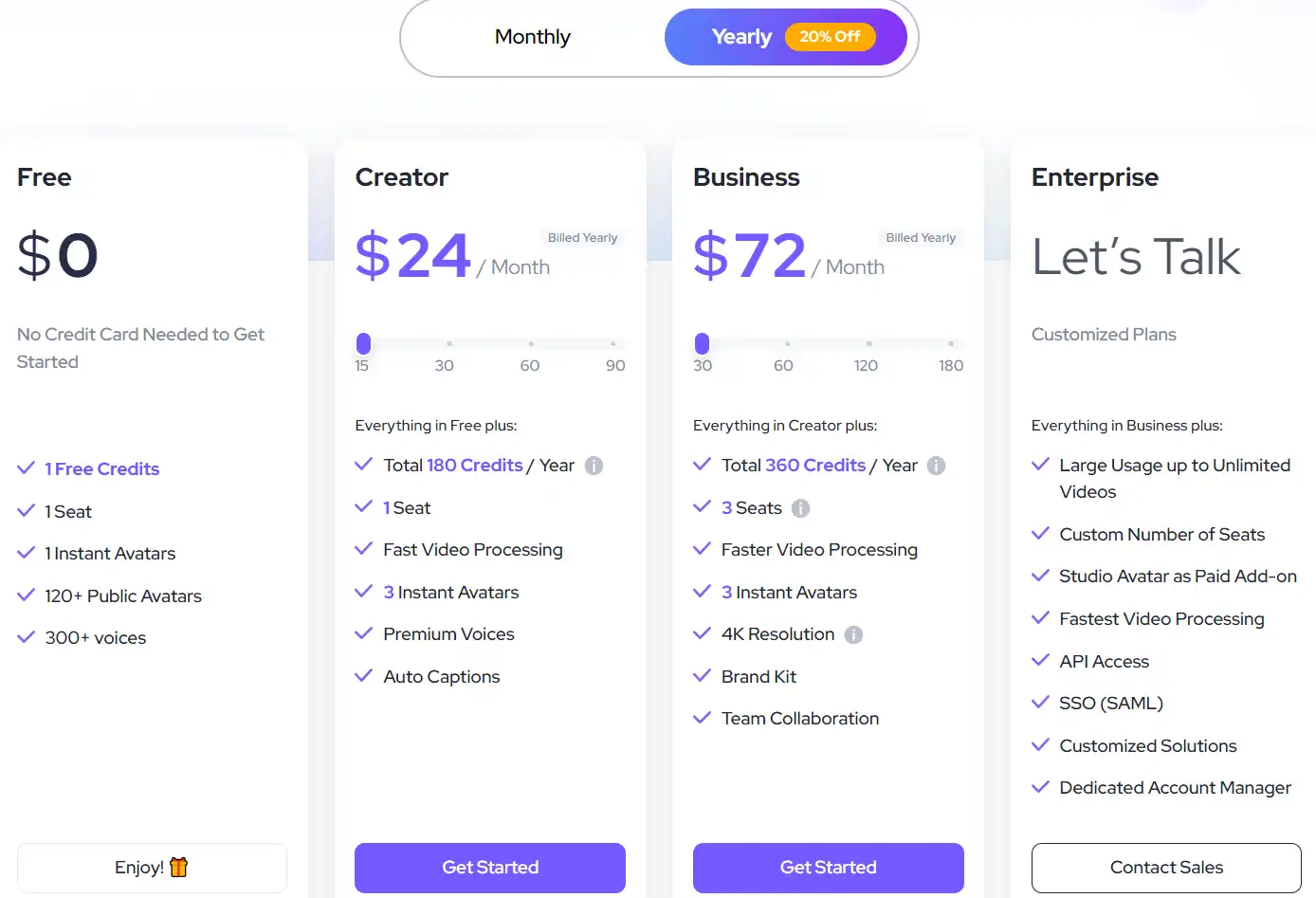 yearly pricing plan for HeyGen 2